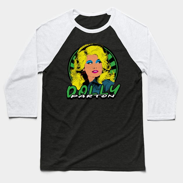 Pop Art Dolly Parton Baseball T-Shirt by Electric Tone